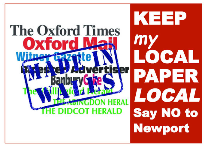 Postcard saying "Keep my local paper local"